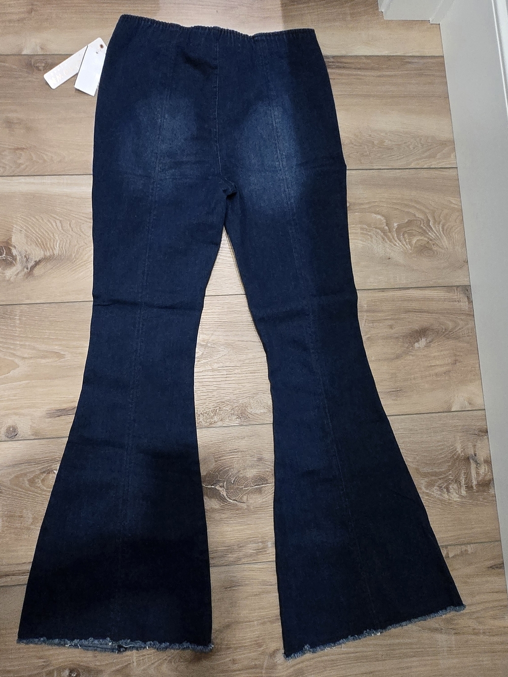 Tinseltown Dark Blue Flare Jeans with Elastic Waist - Picture 2 of 7